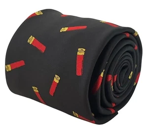 Frederick Thomas Designer Schwarz Krawatte Mit Schießen Patrone Jagd Design - Bild 1 von 5