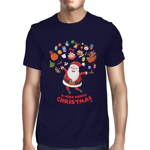1Tee Herren T-Shirt Frohe Weihnachten Weihnachtsmann umgeben von Favoriten - Bild 1 von 24
