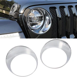 Lámpara de luz delantera cromada cromada para Jeep Gladiator JT/Wrangler JL 2 piezas - Imagen 1 de 8