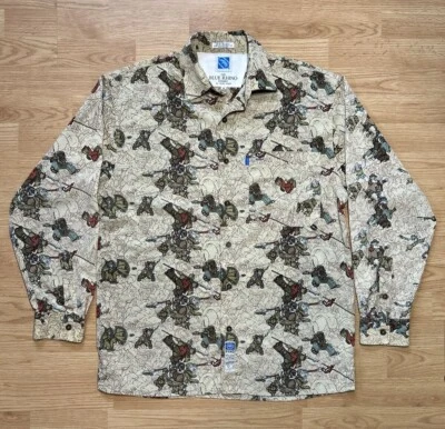 Marc Ecko mens Medium The Blue Rhino Exhibit Long Sleeve Shirt Unique Samurai - Image 1 of 4
