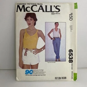 #6538 Pantalones o Pantalones Cortos McCalls Misses Patrón Costura TALLA M - Imagen 1 de 4