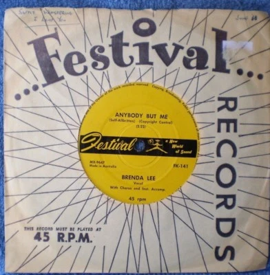 BRENDA LEE-FOOL No. 1/ ANYBODY BUT ME "RARE OZ" 45 RPM - Image 1 of 2