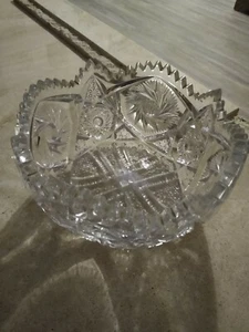 Antike ABP amerikanische Brillant Periode geschliffenes Glas Wirbelmuster 8" Schüssel - Bild 1 von 8