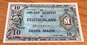 Germany 1944 10 Mark Allied Military Currency Uncirculated - High Quality Scans - Picture 1 of 2