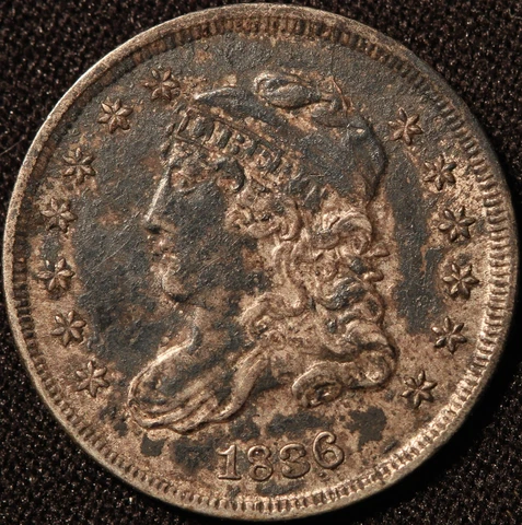 1836 CAPPED BUST HALF DIME, BEAUTIFUL ORIGINAL COLOR AND TONING! Cover
