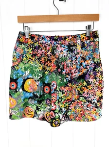 See by Chloe Mini Skirt Size IT 38 US 2 Multicolor Silk Floral Printed Pleated - Picture 1 of 10
