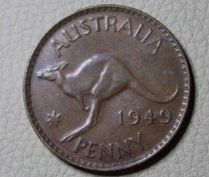 * 1949 PENNY PREDECIMAL CIRCULATED AUSTRALIA KANGAROO #KNP58 - Picture 1 of 8