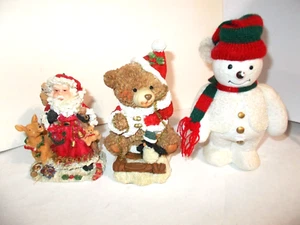 VTNTAGE 3 K's Collection Christmas Figurines SANTA/DEER,BEAR/PENQUIN & SNOWMAN - Picture 1 of 11