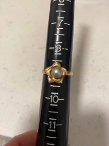 Nachlass Vintage Ring 14k Rotgold blaue Perle Rose Blume Größe 9 - hübsche Perle - Bild 1 von 6