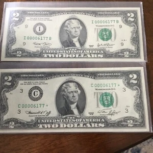 COLECTECTORS ITEM- (2) BILLS 1976 STAR-2003 Matching Serial UNCIRCULATED - Picture 1 of 9