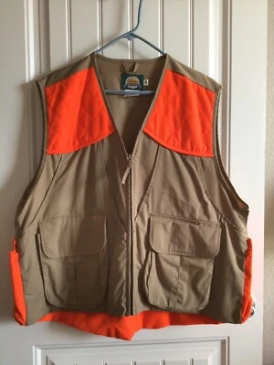 Cabelas Outdoor Gear Men's XL Orange Tan Hunting Full Zip Pockets Vest - Image 1 of 4