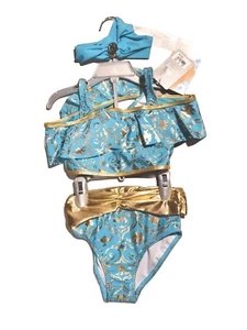 Disney Store Princess Jasmine Deluxe Swimsuit Girls 3 Peice Size US 5/6 Aladdin - Picture 1 of 2