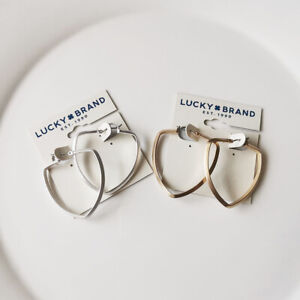 New Lucky Brand Heart Hoop Earrings Gift Fashion Women Jewelry 2Colors Chosen