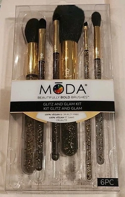 MODA - GLITZ & GLAM KIT - 6 Piece Beautifully Bold Face Brush Set - New In Box - Image 1 of 4