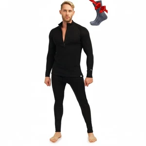 Men’s Merino Wool Base Layer Set – Zip-Up Heavyweight, Midweight Thermal Top ... - Picture 1 of 6