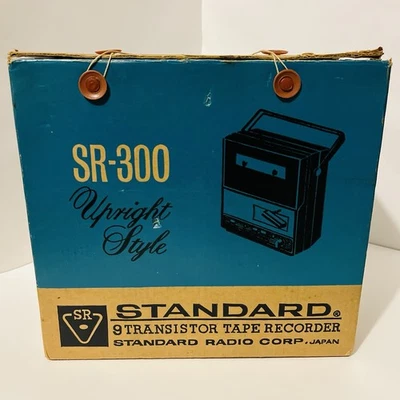 Vintage Standard SR-300 9 Transistor Tape Recorder w/ Box Japan Upright Style - Image 1 of 4