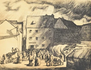 Fritz Zerritsch 1888-1985 Wien / Lithografie "Markt" 1920 signiert Jahresmappe - Picture 1 of 23