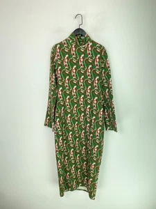 Zara Green Brown Paisley Midi Dress Mock Neck Long Sleeve Zip Back M - Picture 1 of 10