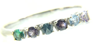 Beautiful 14 K White Gold Multi 6 Round Stone Sz 8.75 Mothers Acrostic Ring - Picture 1 of 22