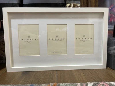 "Nuevo marco de fotos de galería de madera Pottery Barn 3 marcos 4x6 blanco 18""x11""" Foto 1 de 4