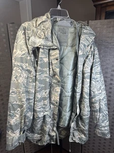 Air Force Parka Jacket Mens L Long Camouflage Tiger Stripe APEC Hooded Military - Picture 1 of 4