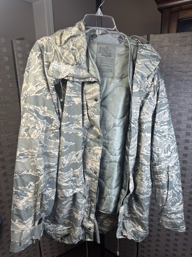 VETEMENTS Giacca Parka Aeronautica Militare Uomo L Lungo Mimetico Striscia Tigre APEC con Cappuccio Militare