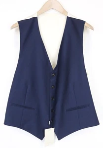 SUITSUPPLY Ferrara Men Waistcoat UK48S Blue Wool Lined Single-Breasted Classic I - Picture 1 of 9