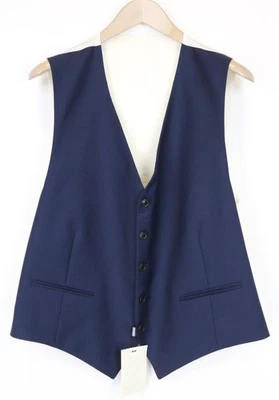 SUITSUPPLY Ferrara Men Waistcoat UK48S Blue Wool Lined Single-Breasted Classic I - Image 1 of 4