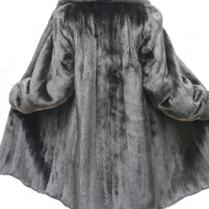 HUDSON BAY of CANADA superb BLACK MAHOGANY female ranch MINK FUR stroller COAT - Picture 1 of 10