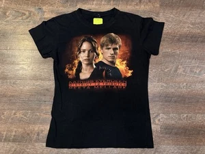 Hunger Games Katniss Peeta 2012 Movie Promo Girls Woman’s Black T Shirt Medium - Picture 1 of 5