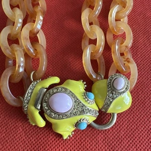 J.CREW Frosch Verschluss Emaille Schildkröte Harz 2 STRANG KETTE HALSKETTE, MOGUL STIL  - Bild 1 von 7