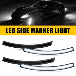 For Corvette Chevy 14-19 C7 23210930 Smoke Lens F&R White LED Side Marker Lights - Picture 1 of 11