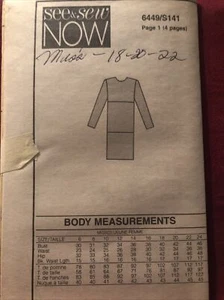 Abito Easy Misses taglia 18-20-22 Butterick 6449 modello da cucire - Foto 1 di 1