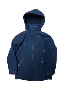 Patagonia H2no Jacket Boys Large 12 Dark Blue Hooded Rain Shell Waterproof - Picture 1 of 7