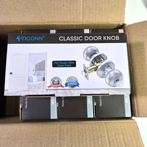 TICONN plata individual llave perillas de puerta clásicas perilla de puerta, estuche de 5 unidades - Imagen 1 de 4