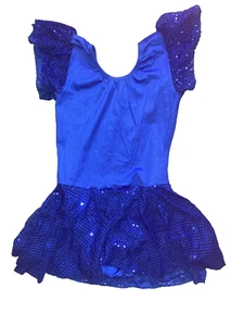 Markenlos blau Paillettenärmel und Kleid Erwachsene Tanz Trikot S-Erwachsene Small RN27495 - Bild 1 von 5