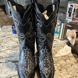 J.B. Dillon Cowboy Boots Mens Size 11 D Black Leather Western