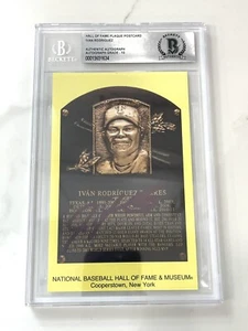 Ivan Rodriguez Signed HOF Plaque Texas Rangers Beckett Slabbed BAS #3 - Picture 1 of 1