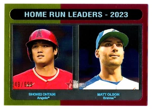 Shohei Ohtani Matt Olson 2024 Topps Heritage High Number Chrome HR Leaders /699 - Picture 1 of 2
