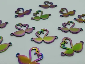 Eslabones cisne arco iris de acero inoxidable recubiertos electro-15,5 mm - Juego de 6 - Imagen 1 de 4