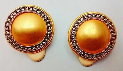 PENDIENTES CLIP REDONDOS Judith Jack marcasita y tono dorado Foto 1 de 4