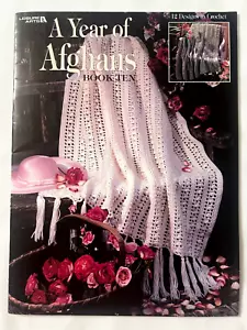 A Year of Afghans Book 10 Ten Crochet Patterns 12 Georgeous Designs Leisure Arts - Picture 1 of 8