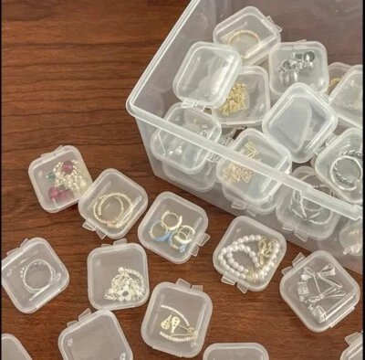 Mini Plastic Jewellery Clear Box Small 10-100pcs Earplugs Storage Case Jewellery - Image 1 of 4