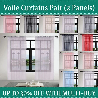 Voile Curtains Pair (2 Panels) Of Lucy Voile Net Slot Top Panels - Image 1 of 4