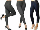 Ladies Womens Stretchy Denim Look Skinny Jeggings Leggings Plus Size 8-26 