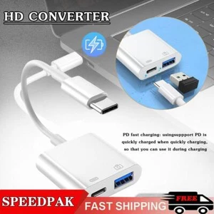 2in1 Type C USB Charging OTG Adapter HUB Splitter Converter For PD Lapto! VDE - Bild 1 von 10