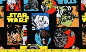 Tina Scrap Star Wars 100% Cotton fabric Quilt 9"x21" Darth Vader Luke Yoda - Picture 1 of 2