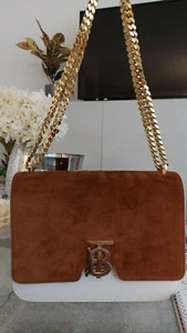 borsa burberdy da donna in pelle con tracolla catena dorata - Foto 1 di 5