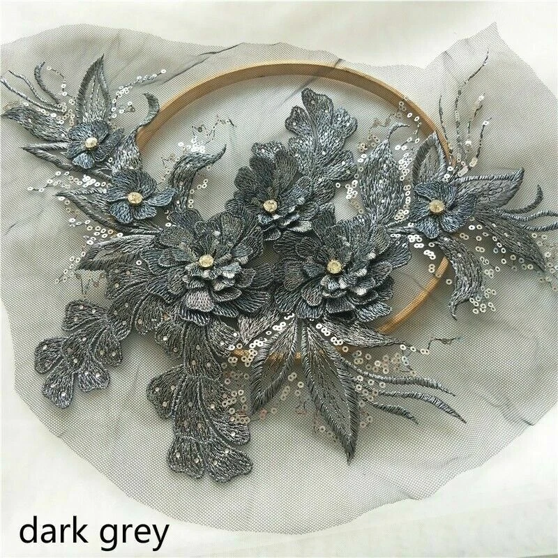 Parche con apliques de encaje bordado 3D floral coser para vestido de novia Cheongsam hágalo usted mismo Foto 1 de 4