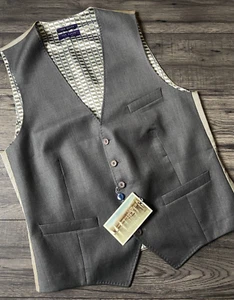 Chaleco De Lana Gris De Ajuste Alto TED BAKER De Tela Italiana Talla 40 BNWT - Imagen 1 de 15